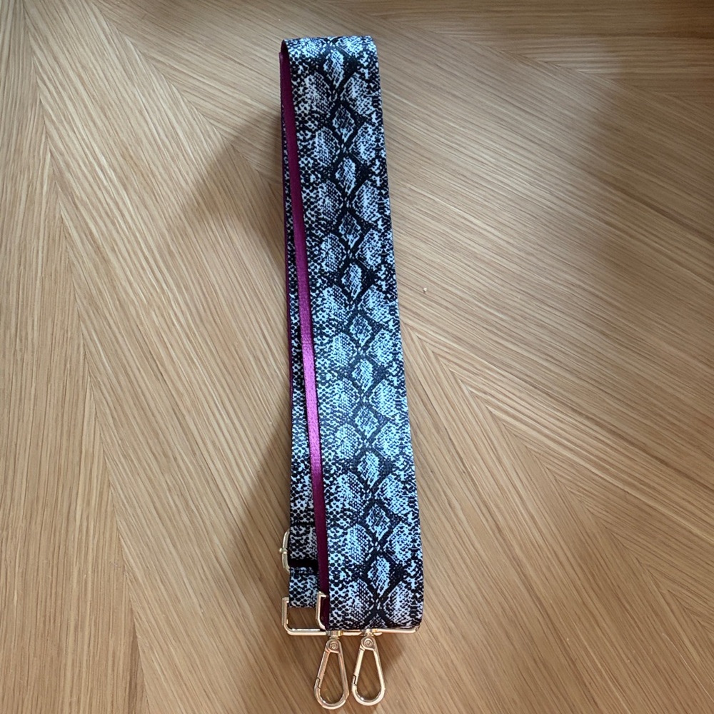 Snake Print Bag Strap with Gold Hardware